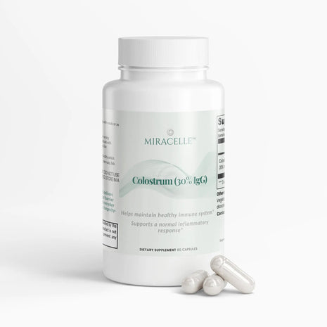 Miracelle™ Colostrum with 30% IgG supports gut barrier function, digestive comfort, and everyday immune readiness in a simple daily capsule.