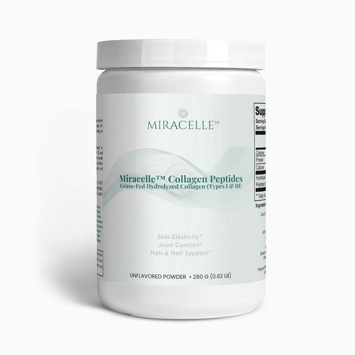 Miracelle Hydrolyzed Collagen Peptides — 280 g tub front