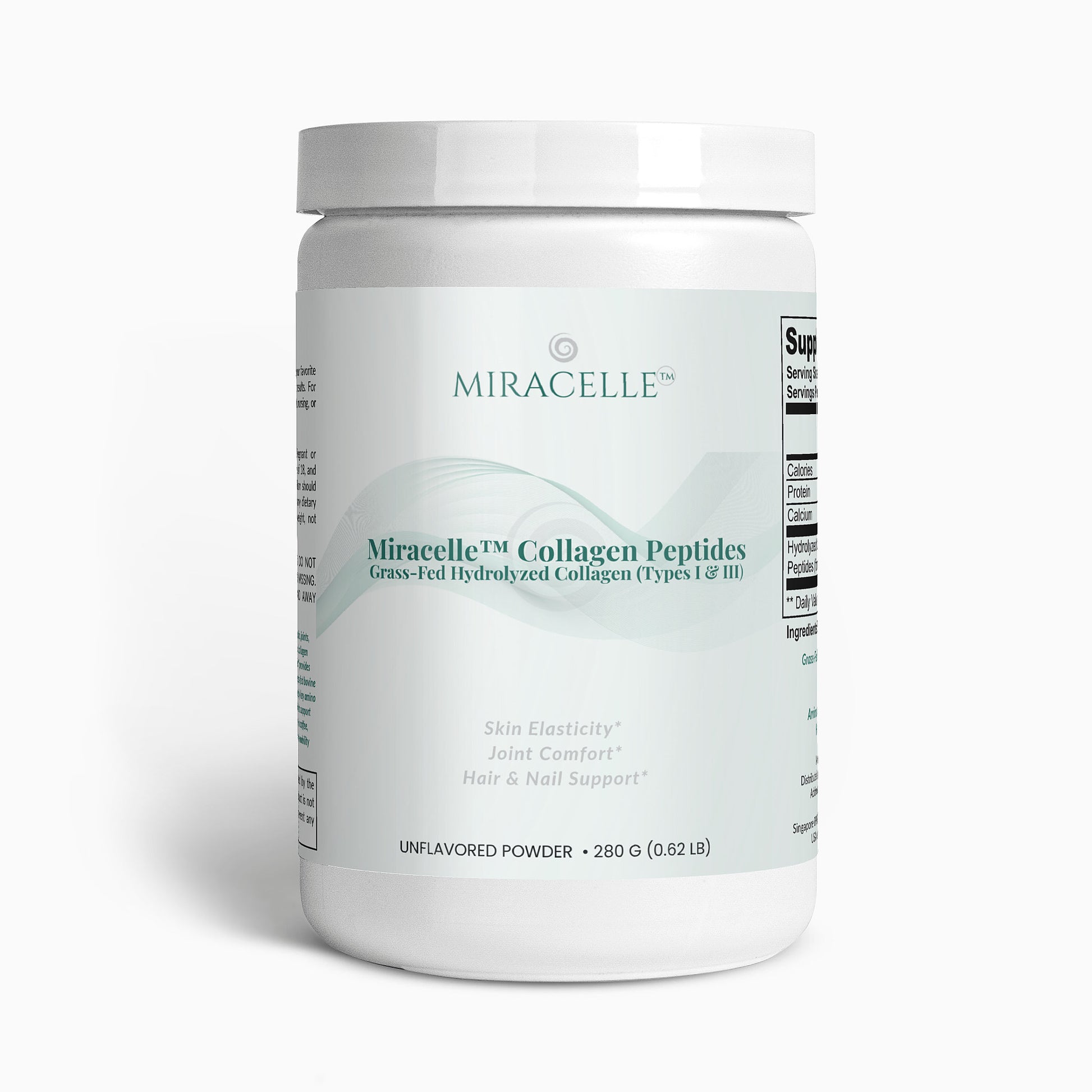 Miracelle Hydrolyzed Collagen Peptides — 280 g tub front