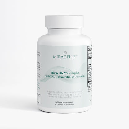 Miracelle Complex with NAD+, resveratrol and quercetin — 60-capsule bottle front