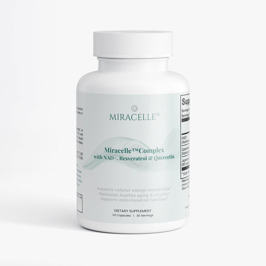 Miracelle Complex with NAD+, resveratrol and quercetin — 60-capsule bottle front