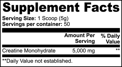 Supplement Facts panel for Miracelle Creatine Monohydrate — 250 g