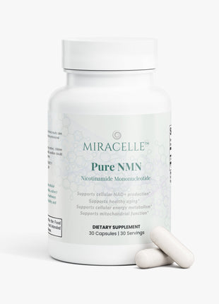 Miracelle™ Pure NMN provides 500mg NMN per capsule to support NAD+ precursor pathways, cellular energy metabolism, mitochondrial function, and healthy aging.